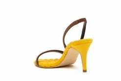 AERA Claudia Vegan Satin High-Heeled Slingback Sandals | Yellow