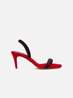 AERA Claudia Vegan Satin High-Heeled Slingback Sandals | Bordeaux Shoes