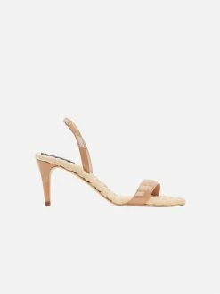 AERA Claudia Vegan Patent Leather High-Heeled Slingback Sandals | Nude