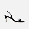 AERA Claudia Vegan Patent Leather High-Heeled Slingback Sandals | Black Shoes