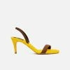 AERA Claudia Vegan Satin High-Heeled Slingback Sandals | Yellow