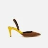 AERA Shoes Gabriella Pointed-Toe Vegan Satin Slingback Sandals | Mustard