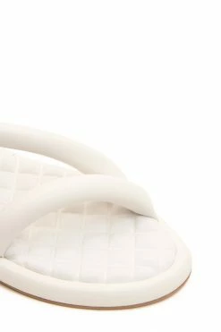 AERA Gina Vegan Nappa Leather Chunky Flat Sandals | White Shoes