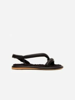AERA Women's Vegan Gifts Under £30 Gina Vegan Leather Chunky Flat Sandals | Black