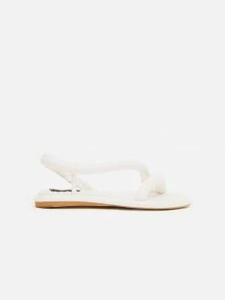 AERA Gina Vegan Nappa Leather Chunky Flat Sandals | White Shoes