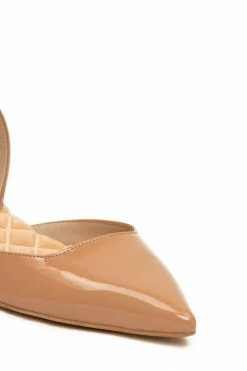 AERA Jackie Vegan Patent Leather Pointed-Toe Slingback Flats| Nude Shoes