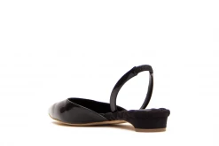 AERA Jackie Vegan Patent Leather Pointed-Toe Slingback Flats | Black Shoes