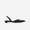 AERA Jackie Vegan Patent Leather Pointed-Toe Slingback Flats | Black Shoes