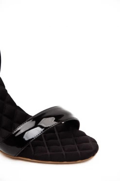 AERA Shoes Vivien Vegan Patent Leather High-Heeled Slingback Sandals | Black