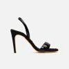 AERA Shoes Vivien Vegan Patent Leather High-Heeled Slingback Sandals | Black