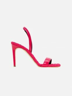 AERA Shoes Vivien Vegan Patent Leather High-Heeled Slingback Sandals | Fuchsia