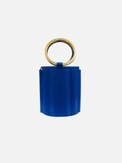 Alkeme Atelier Water Small Vegan Leather Metal Handle Bucket | Blue Bags