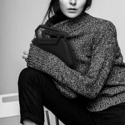 Alkeme Atelier EARTH Vegan Leather Hexagon Satchel | Black Bags