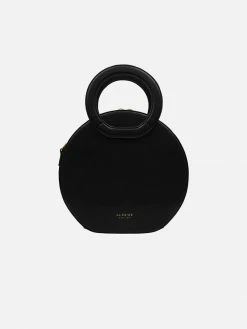 Alkeme Atelier Earth Vegan Leather Round Crossbody Bag | Black