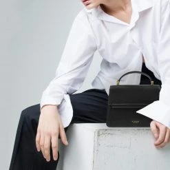 Alkeme Atelier Bags FIRE Vegan Leather Flap Crossbody Bag | Black