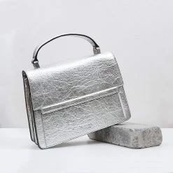 Alkeme Atelier Fire Piñatex Vegan Leather Flap Crossbody Bag | Silver Bags