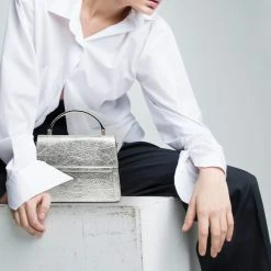 Alkeme Atelier Fire Piñatex Vegan Leather Flap Crossbody Bag | Silver Bags