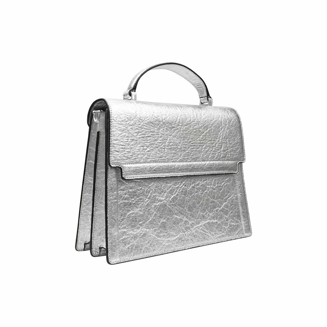Alkeme Atelier Fire Piñatex Vegan Leather Flap Satchel | Silver 4 Alkeme Atelier Fire Piñatex Vegan Leather Flap Satchel | Silver