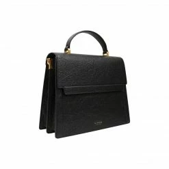 Alkeme Atelier Fire Piñatex Vegan Leather Flap Satchel | Black