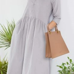 Alkeme Atelier FIRE Vegan Leather Triangular Satchel | Beige Nude Bags