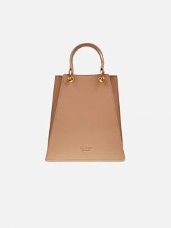 Alkeme Atelier FIRE Vegan Leather Triangular Satchel | Beige Nude Bags