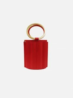 Alkeme Atelier Water Small Vegan Leather Metal Handle Bucket | Red