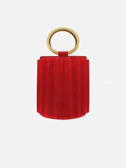 Alkeme Atelier Bags Water Vegan Leather Metal Handle Bucket | Red
