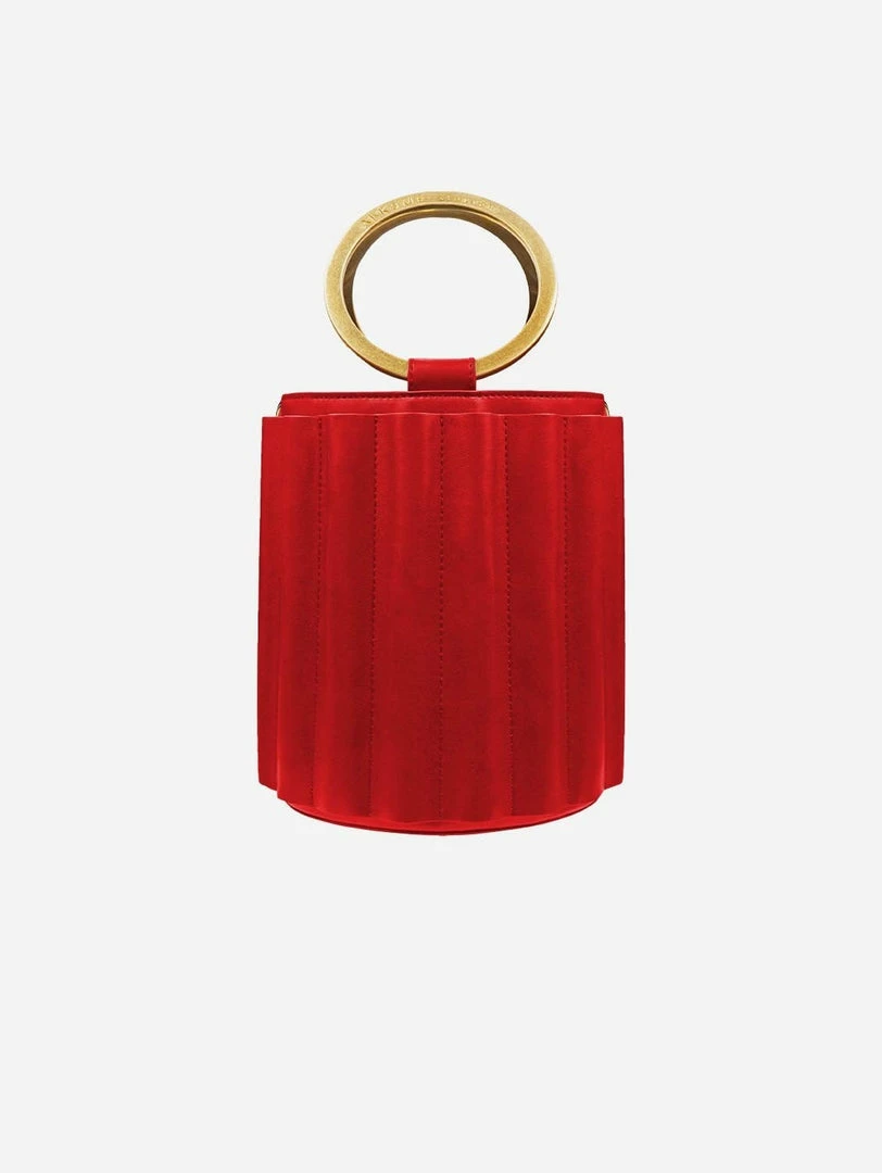 Alkeme Atelier Bags Water Vegan Leather Metal Handle Bucket | Red 3 Alkeme Atelier Bags Water Vegan Leather Metal Handle Bucket | Red