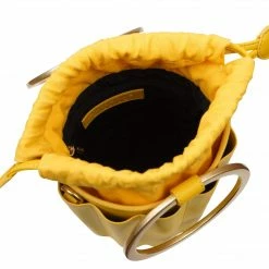 Alkeme Atelier Water Small Vegan Leather Metal Handle Bucket | Yellow Bags