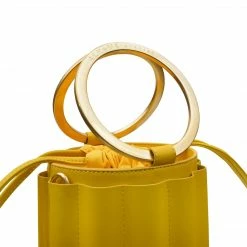 Alkeme Atelier Water Small Vegan Leather Metal Handle Bucket | Yellow Bags