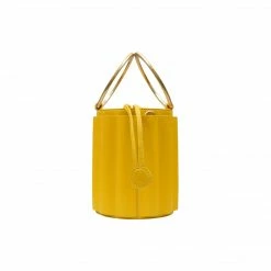 Alkeme Atelier Water Small Vegan Leather Metal Handle Bucket | Yellow Bags