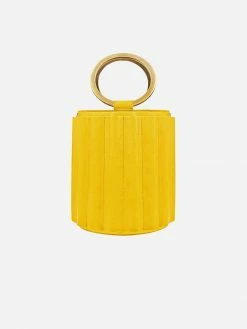 Alkeme Atelier Water Vegan Leather Metal Handle Bucket | Yellow Bags