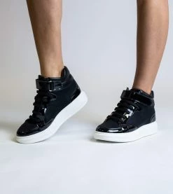 Allkind Vegan Shoes Alicia High Top Vegan Shine Trainer | Black