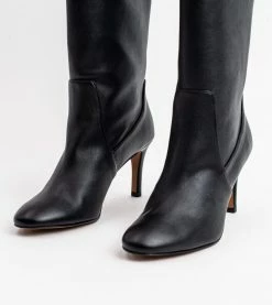 Allkind Vegan Shoes Chloe Vegan Leather Heeled Long Knee Boots | Black