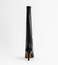 Allkind Vegan Shoes Chloe Vegan Leather Heeled Long Knee Boots | Black