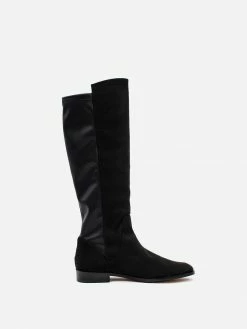 Allkind Vegan Grace Two Tone Vegan Long Flat Boots | Black Shoes