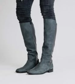 Allkind Vegan Grace Two Tone Vegan Long Flat Boots | Grey Shoes