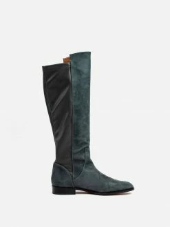 Allkind Vegan Grace Two Tone Vegan Long Flat Boots | Grey Shoes