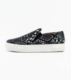 Allkind Vegan Shoes Hayley Stud Detail Vegan Leather Slip On Trainer | Black Snake