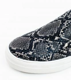 Allkind Vegan Shoes Hayley Stud Detail Vegan Leather Slip On Trainer | Black Snake