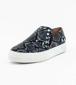 Allkind Vegan Shoes Hayley Stud Detail Vegan Leather Slip On Trainer | Black Snake