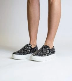 Allkind Vegan Shoes Hayley Stud Detail Vegan Leather Slip On Trainer | Black Snake