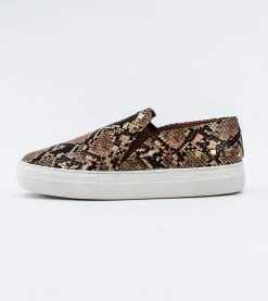 Allkind Vegan Hayley Stud Detail Vegan Leather Slip On Trainer | Brown Snake Shoes