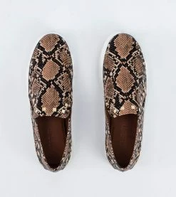 Allkind Vegan Hayley Stud Detail Vegan Leather Slip On Trainer | Brown Snake Shoes