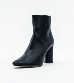 Allkind Vegan Shoes Isabella Vegan Grain Leather Heeled Ankle Boots | Black