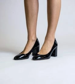 Allkind Vegan Shoes Kate Vegan Patent Leather Block Heel Court Shoe | Black