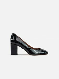 Allkind Vegan Shoes Kate Vegan Patent Leather Block Heel Court Shoe | Black