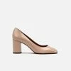 Allkind Vegan Kate Vegan Patent Leather Block Heel Court Shoe | Blush Nude Shoes