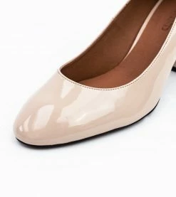 Allkind Vegan Kate Vegan Patent Leather Block Heel Court Shoe | Blush Nude Shoes