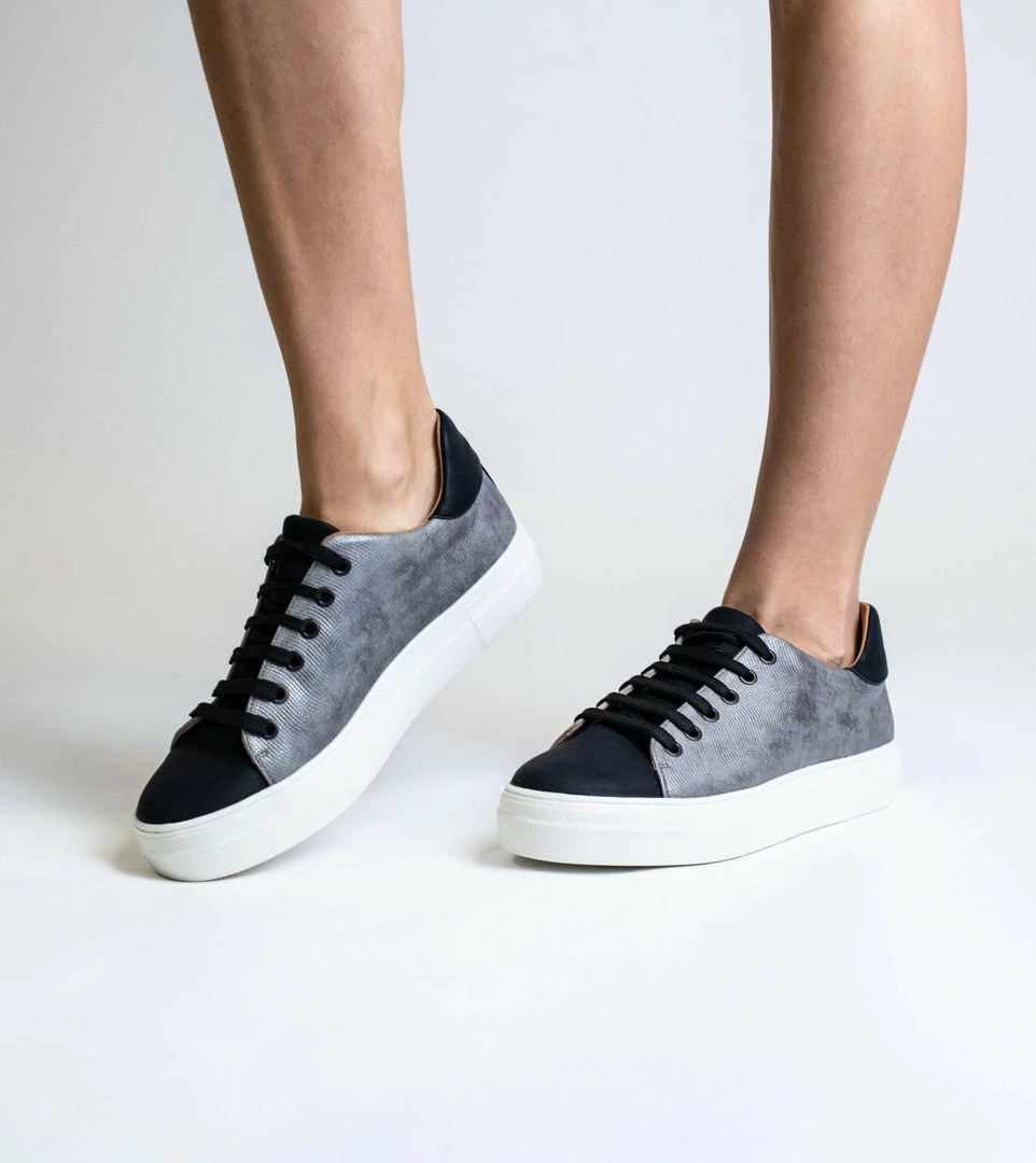 Allkind Vegan Shoes Lucy Vegan Leather Lace Trainer | Black & Grey 5 Allkind Vegan Shoes Lucy Vegan Leather Lace Trainer | Black & Grey
